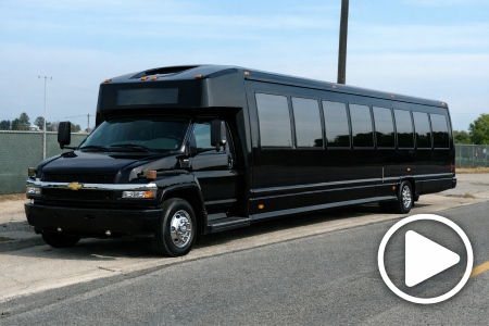 Black party bus for Milwaukee nightlife, group events, and luxury party transportation.