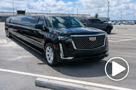 Black Cadillac Escalade stretch limousine for Milwaukee luxury SUV transportation.